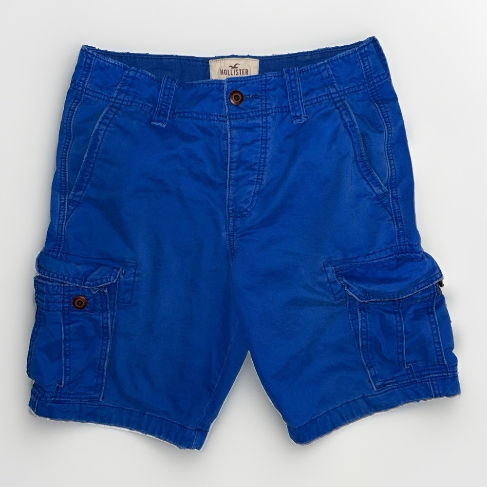 Hollister Cargo Shorts Mens 30 Blue 9" Inseam Utility Y2K Preppy Button Fly